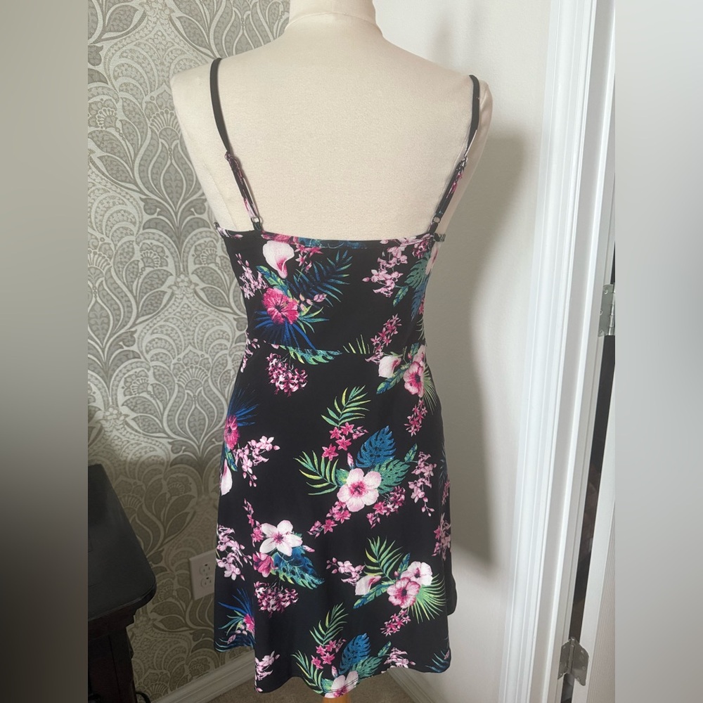 Eye Candy Black Dress with Pink and Blue Floral Design - Picture 2 of 3
